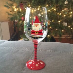 Christmas Hand Painted Santa Ho! Ho! Ho! Wine Glass